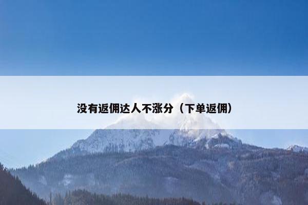 没有返佣达人不涨分（下单返佣）