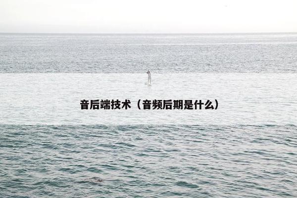 音后端技术（音频后期是什么）