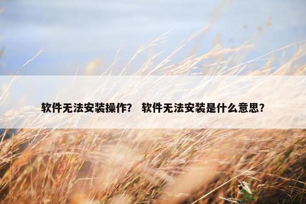 软件无法安装操作？ 软件无法安装是什么意思？