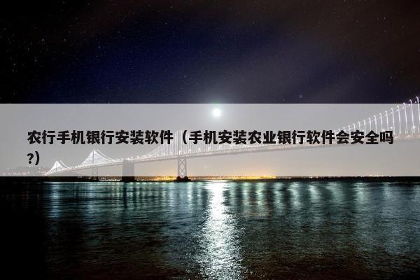 农行手机银行安装软件（手机安装农业银行软件会安全吗?）