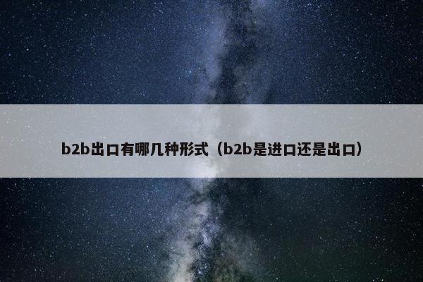 b2b出口有哪几种形式（b2b是进口还是出口）