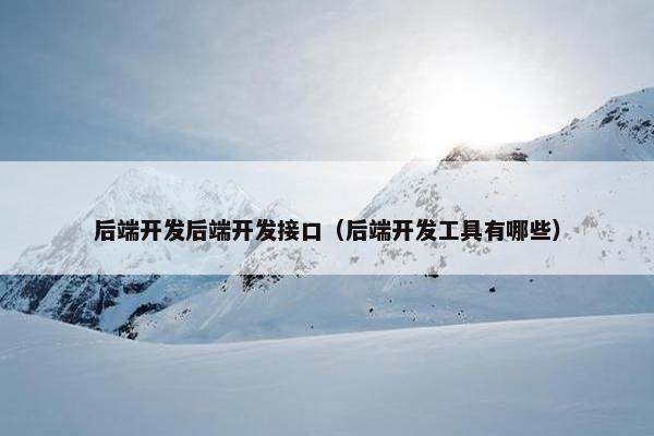 后端开发后端开发接口（后端开发工具有哪些）