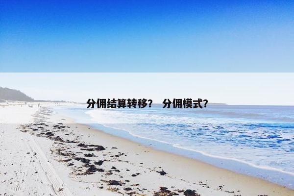 分佣结算转移？ 分佣模式？