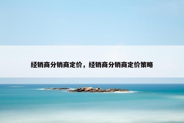 经销商分销商定价，经销商分销商定价策略