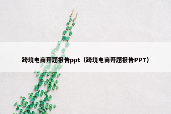跨境电商开题报告ppt（跨境电商开题报告PPT）