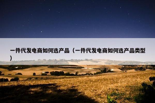 一件代发电商如何选产品（一件代发电商如何选产品类型）