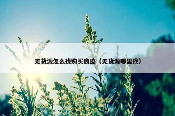 无货源怎么找购买痕迹（无货源哪里找）