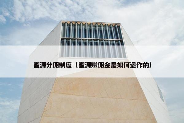 蜜源分佣制度（蜜源赚佣金是如何运作的）
