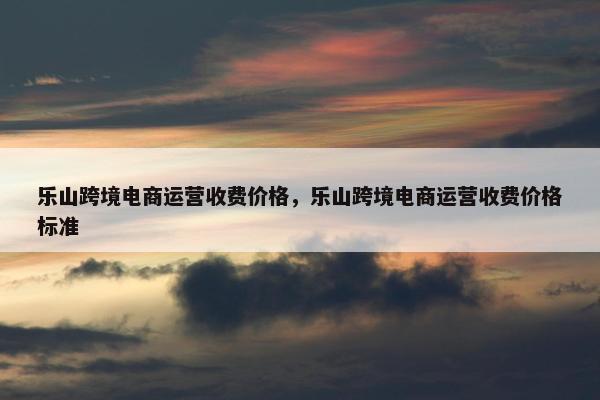 乐山跨境电商运营收费价格，乐山跨境电商运营收费价格标准