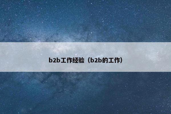 b2b工作经验（b2b的工作）