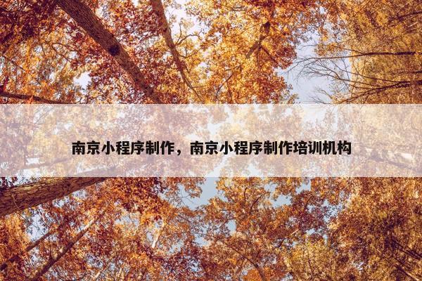 南京小程序制作，南京小程序制作培训机构