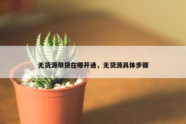 无货源带货在哪开通，无货源具体步骤