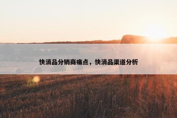 快消品分销商痛点，快消品渠道分析