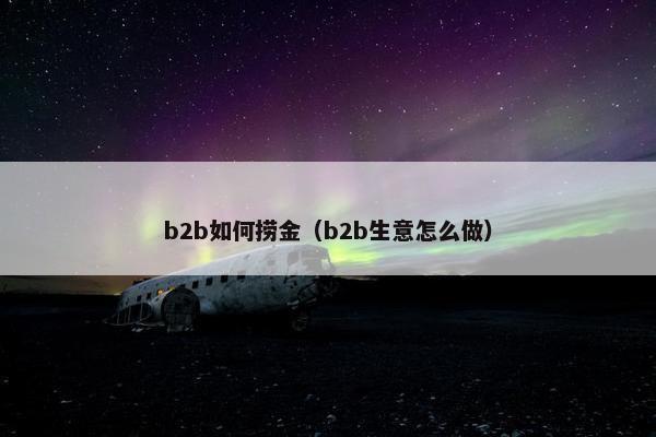 b2b如何捞金（b2b生意怎么做）