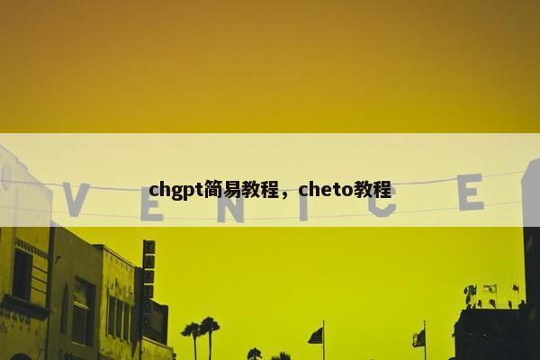 chgpt简易教程，cheto教程