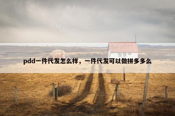 pdd一件代发怎么样，一件代发可以做拼多多么