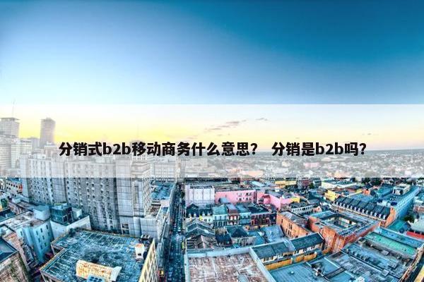 分销式b2b移动商务什么意思？ 分销是b2b吗？