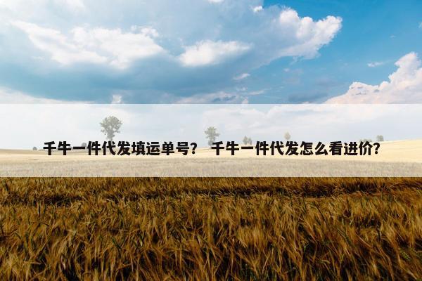 千牛一件代发填运单号？ 千牛一件代发怎么看进价？