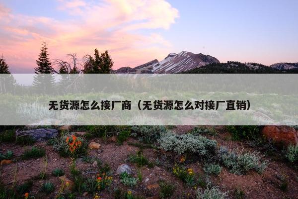 无货源怎么接厂商（无货源怎么对接厂直销）