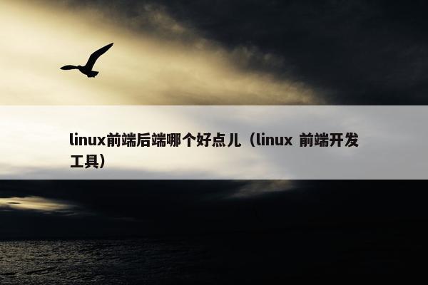 linux前端后端哪个好点儿（linux 前端开发工具）