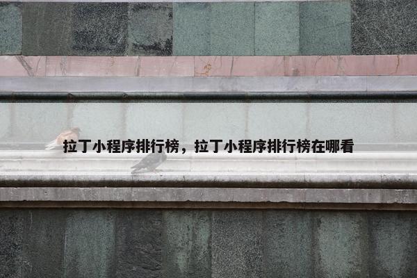 拉丁小程序排行榜，拉丁小程序排行榜在哪看