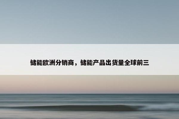 储能欧洲分销商,储能产品出货量全球前三