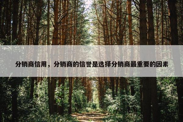 分销商信用，分销商的信誉是选择分销商最重要的因素