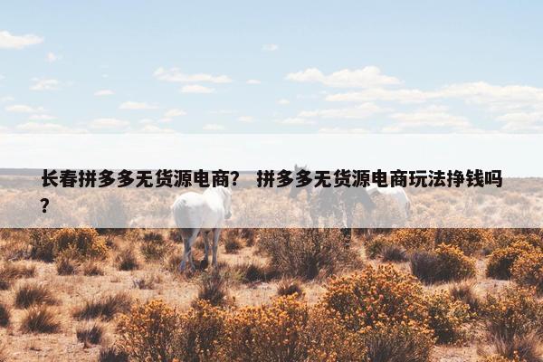 长春拼多多无货源电商？ 拼多多无货源电商玩法挣钱吗？