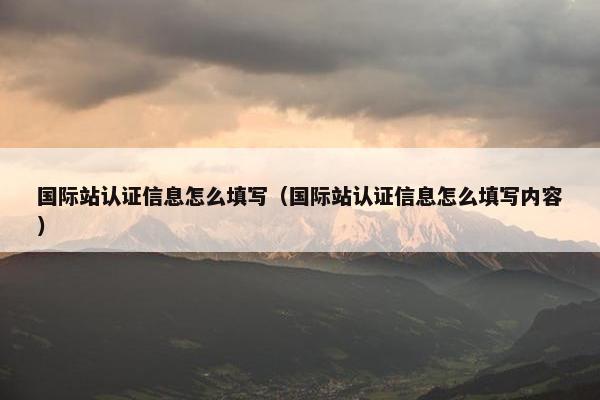 国际站认证信息怎么填写（国际站认证信息怎么填写内容）