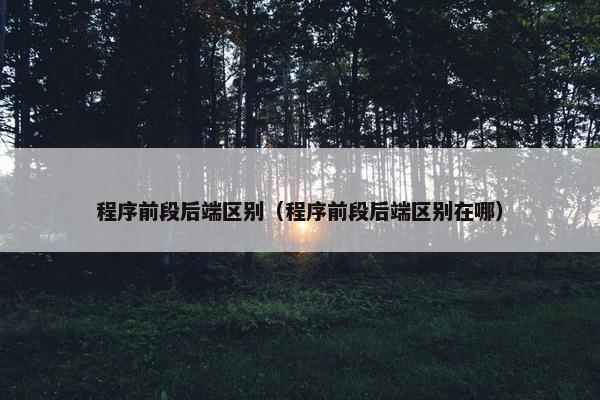 程序前段后端区别（程序前段后端区别在哪）