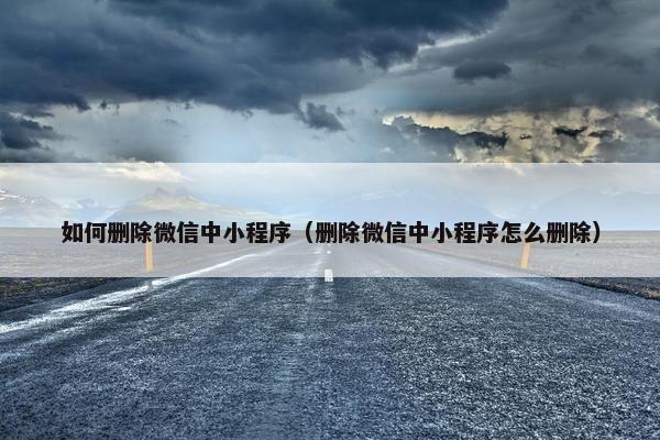 如何删除微信中小程序（删除微信中小程序怎么删除）