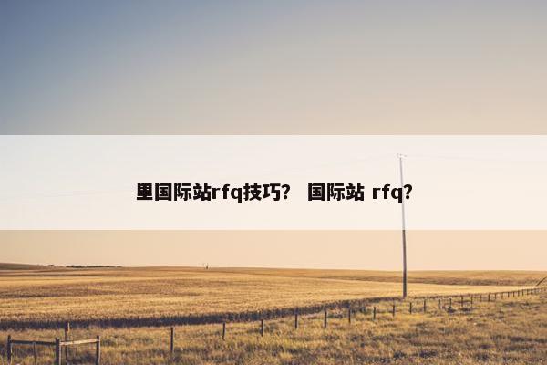 里国际站rfq技巧？ 国际站 rfq？