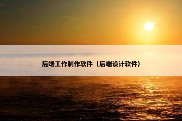 后端工作制作软件(后端设计软件)