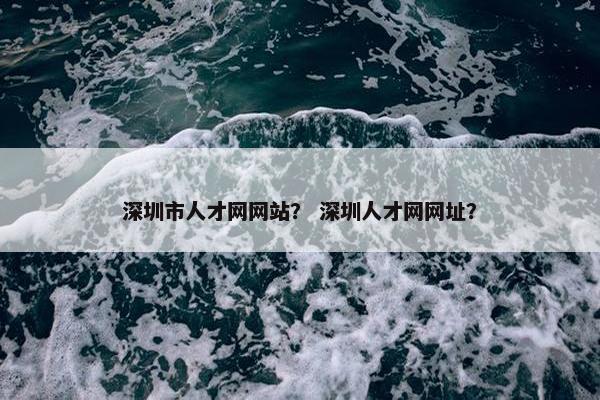 深圳市人才网网站？ 深圳人才网网址？