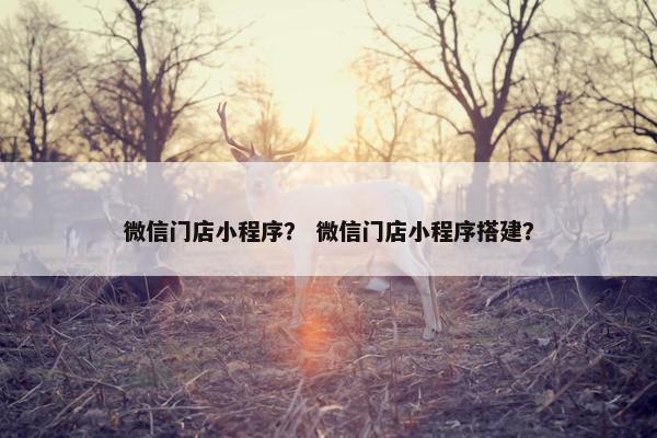 微信门店小程序？ 微信门店小程序搭建？