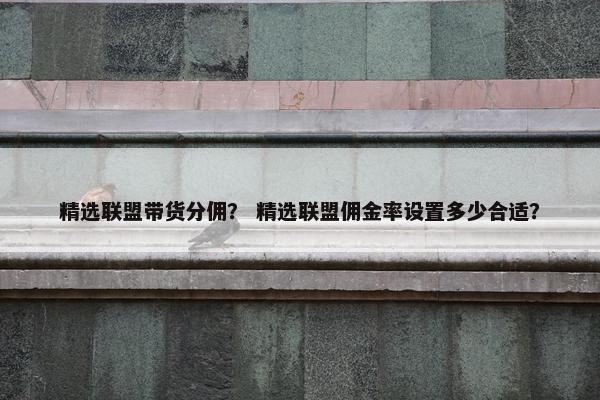 精选联盟带货分佣？ 精选联盟佣金率设置多少合适？