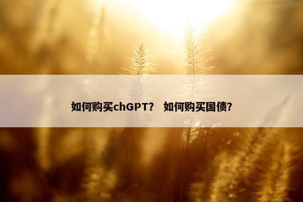 如何购买chGPT？ 如何购买国债？