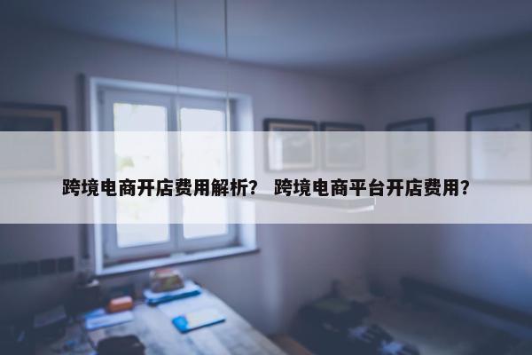 跨境电商开店费用解析？ 跨境电商平台开店费用？