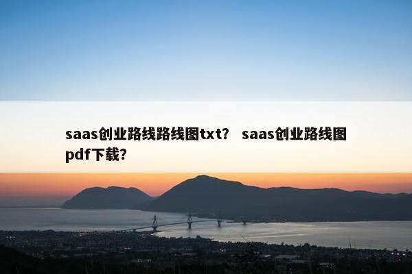 saas创业路线路线图txt？ saas创业路线图pdf下载？