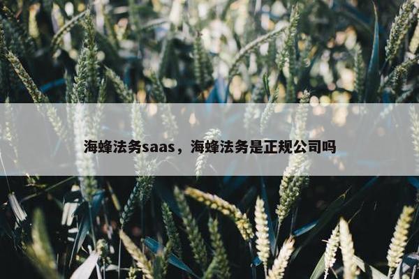 海蜂法务saas，海蜂法务是正规公司吗