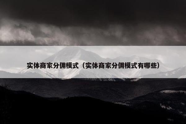 实体商家分佣模式（实体商家分佣模式有哪些）