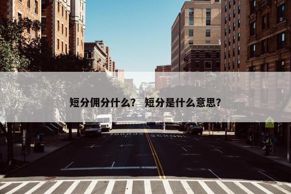 短分佣分什么？ 短分是什么意思？