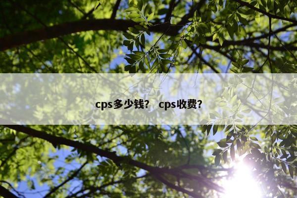 cps多少钱？ cps收费？