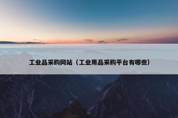 工业品采购网站（工业用品采购平台有哪些）
