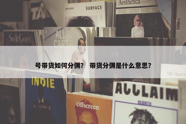 号带货如何分佣？ 带货分佣是什么意思？