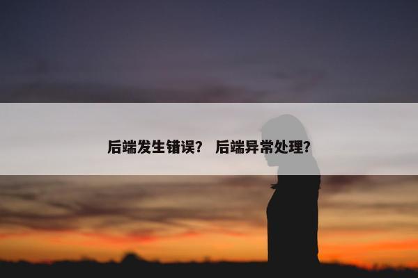 后端发生错误? 后端异常处理?