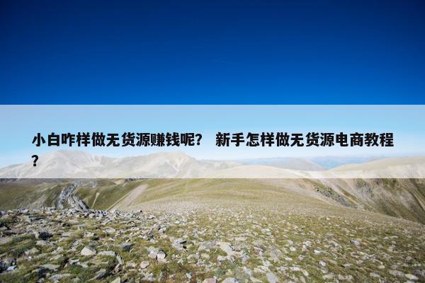 小白咋样做无货源赚钱呢？ 新手怎样做无货源电商教程？