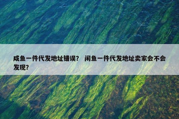 咸鱼一件代发地址错误？ 闲鱼一件代发地址卖家会不会发现？