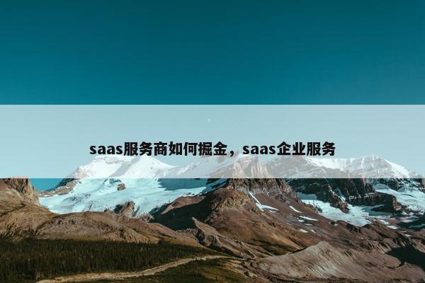 saas服务商如何掘金，saas企业服务