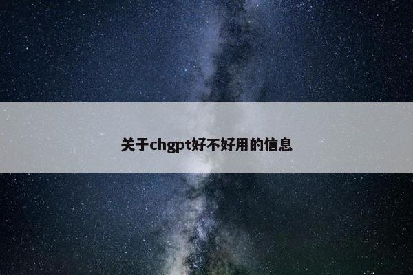 关于chgpt好不好用的信息